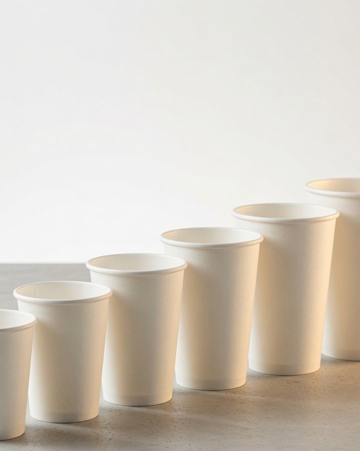 The six cup sizes lined up smallest to largest